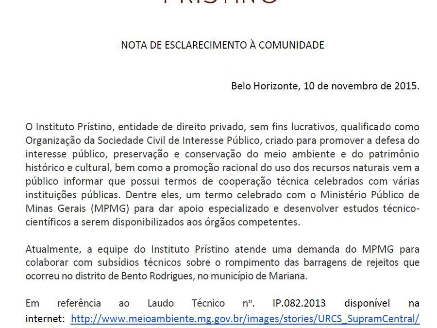 Nota de Esclarecimento à Comunidade