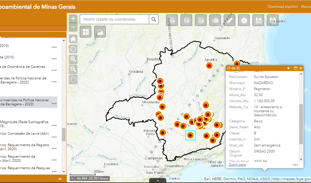 ATLAS – Atualização da Camada Barragens de Mineração